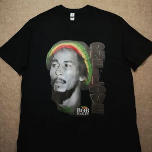 Caribbean Bob Marley One Love Graphic Black Tee -F